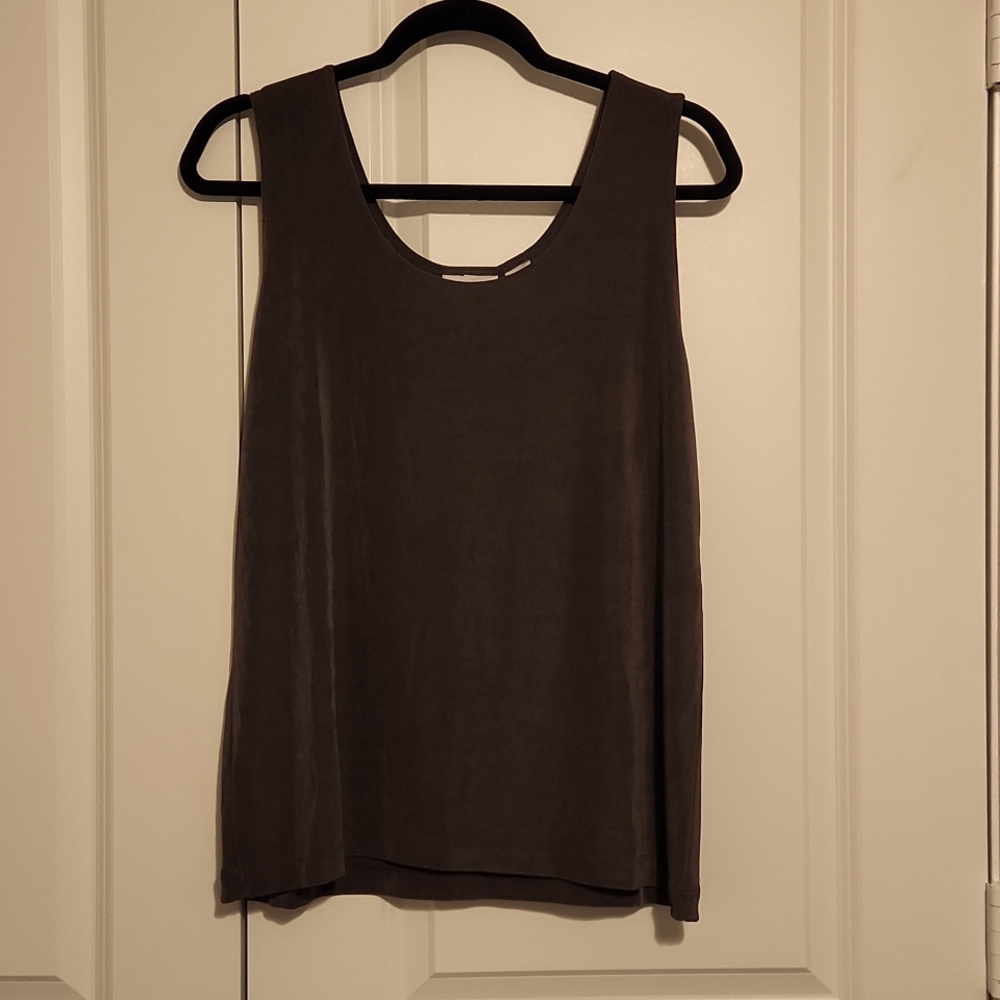 Chico's Travelers Knit Olive Green Blouse Size 3